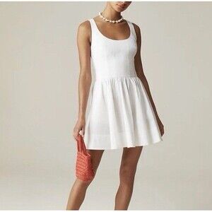 J. Crew Fit-and-Flare Mini Dress White Cotton Poplin Size 4T A-Line Sleeveless
